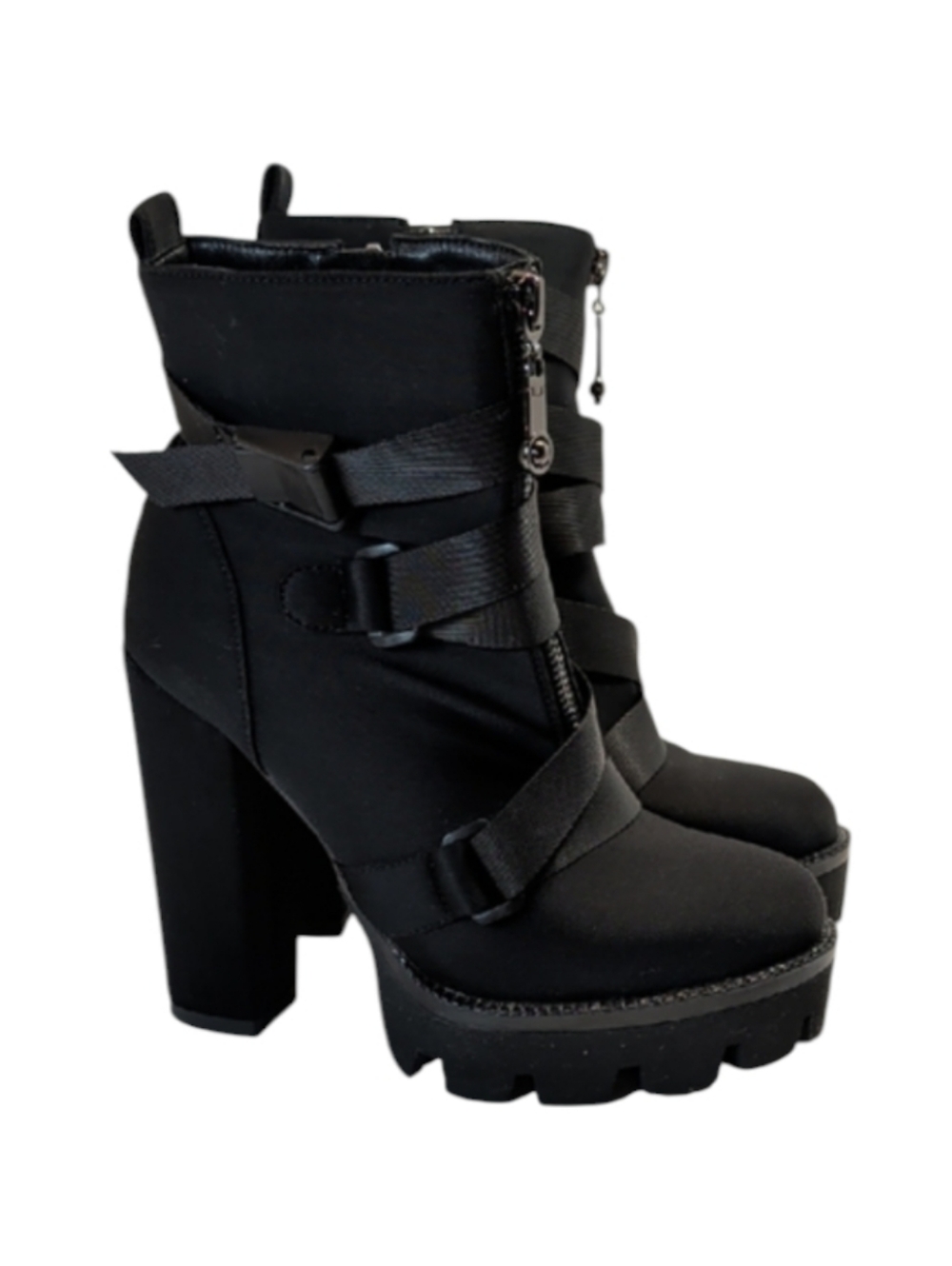 WetKiss Platform Chunky Heel Black Boots Size EU 36